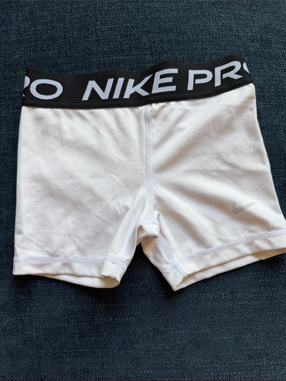 Nike White Compression Shorts with Black Branded Waistband